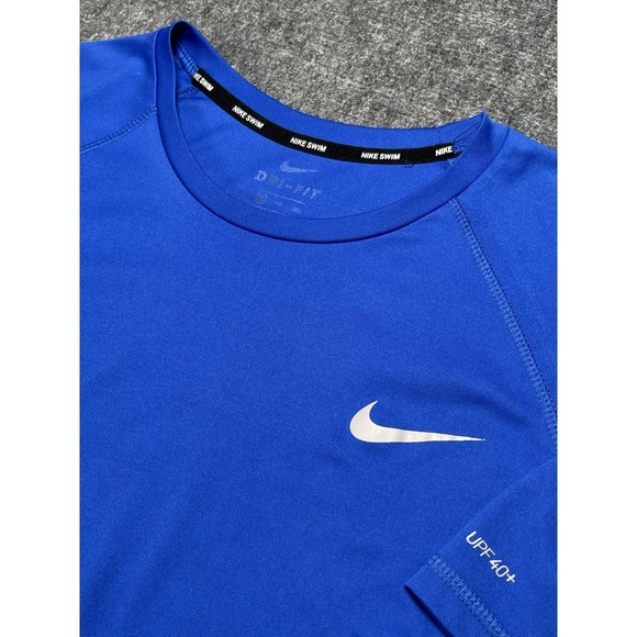 NIKE‎ Dri-Fit Swim Shirt Men 2XL/ TTG Short Sleeve UPF 40+ Blue - Picture 1 of 6